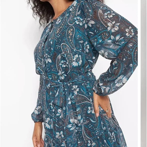 Liberty Paisley No-Peek Long Sleeves Tiered Dress